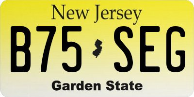 NJ license plate B75SEG