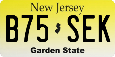 NJ license plate B75SEK