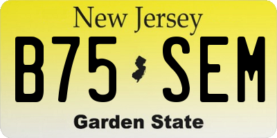NJ license plate B75SEM