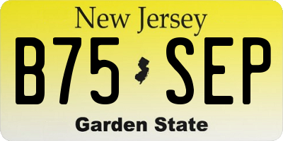 NJ license plate B75SEP