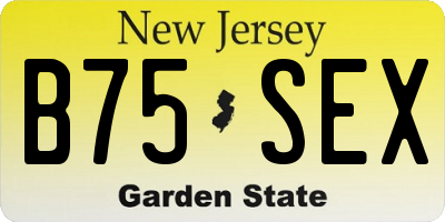 NJ license plate B75SEX