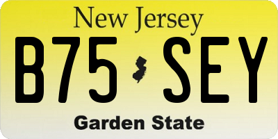 NJ license plate B75SEY