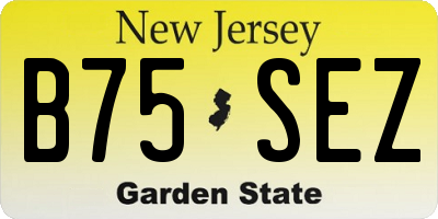 NJ license plate B75SEZ