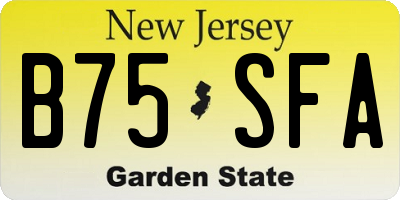 NJ license plate B75SFA
