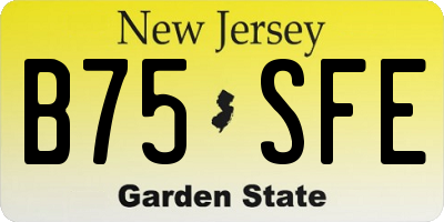 NJ license plate B75SFE