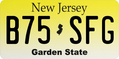 NJ license plate B75SFG