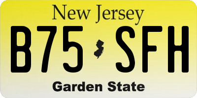 NJ license plate B75SFH