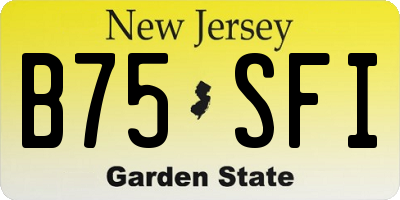 NJ license plate B75SFI