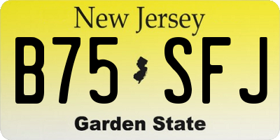 NJ license plate B75SFJ