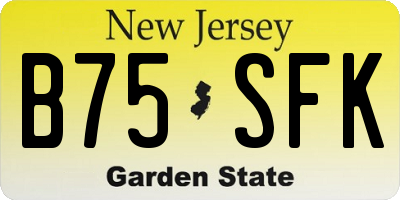 NJ license plate B75SFK