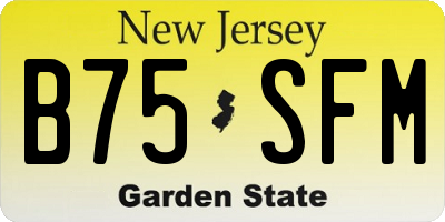 NJ license plate B75SFM