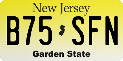 NJ license plate B75SFN