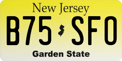 NJ license plate B75SFO