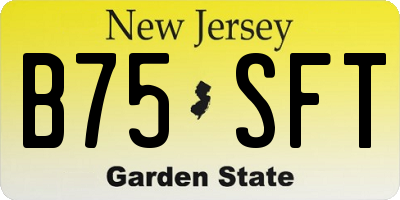 NJ license plate B75SFT