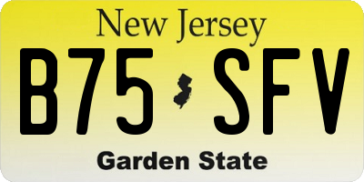 NJ license plate B75SFV