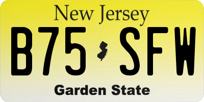 NJ license plate B75SFW
