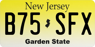 NJ license plate B75SFX