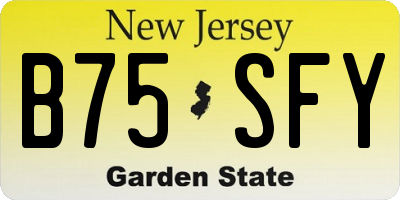 NJ license plate B75SFY