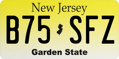 NJ license plate B75SFZ
