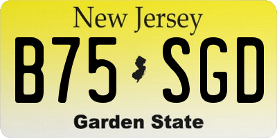 NJ license plate B75SGD