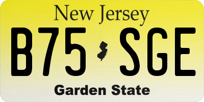 NJ license plate B75SGE