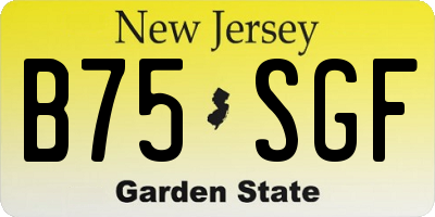 NJ license plate B75SGF