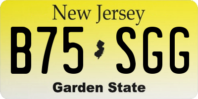 NJ license plate B75SGG