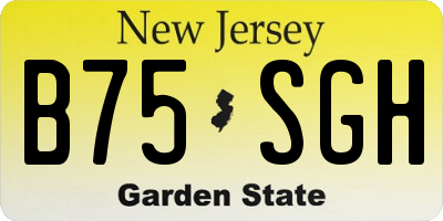 NJ license plate B75SGH