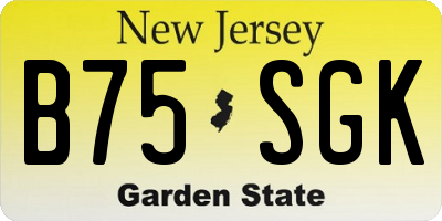 NJ license plate B75SGK