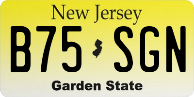 NJ license plate B75SGN