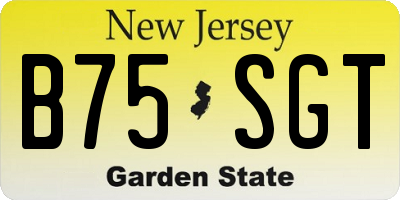 NJ license plate B75SGT