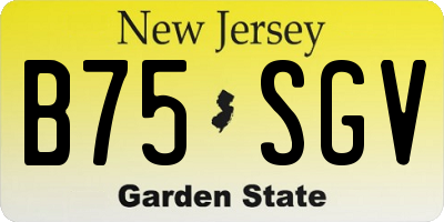 NJ license plate B75SGV