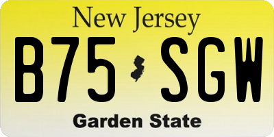 NJ license plate B75SGW