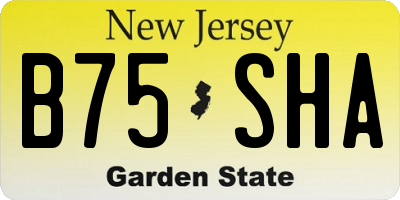 NJ license plate B75SHA