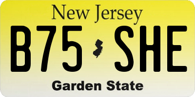 NJ license plate B75SHE