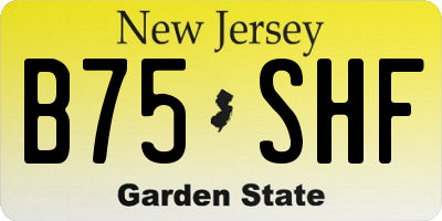 NJ license plate B75SHF