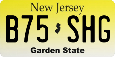 NJ license plate B75SHG