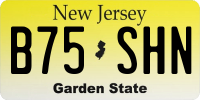 NJ license plate B75SHN
