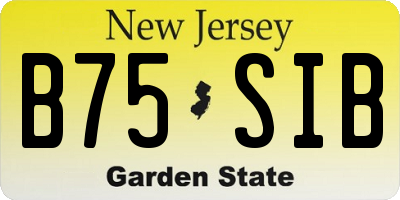 NJ license plate B75SIB