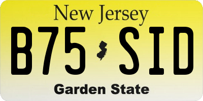 NJ license plate B75SID