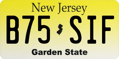 NJ license plate B75SIF