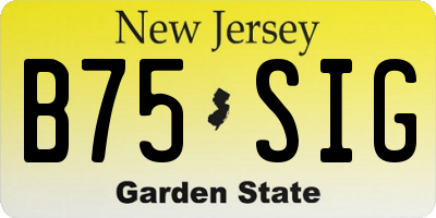 NJ license plate B75SIG