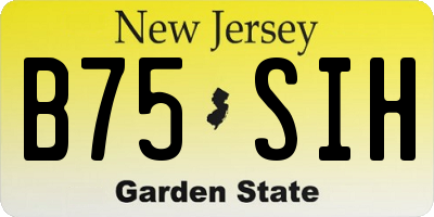 NJ license plate B75SIH