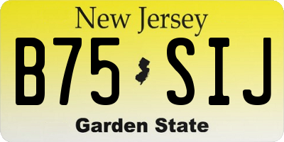 NJ license plate B75SIJ