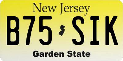 NJ license plate B75SIK