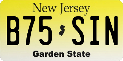 NJ license plate B75SIN