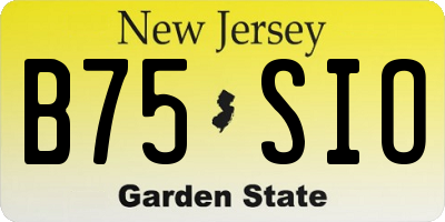 NJ license plate B75SIO