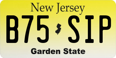 NJ license plate B75SIP