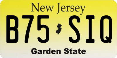 NJ license plate B75SIQ