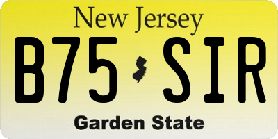 NJ license plate B75SIR